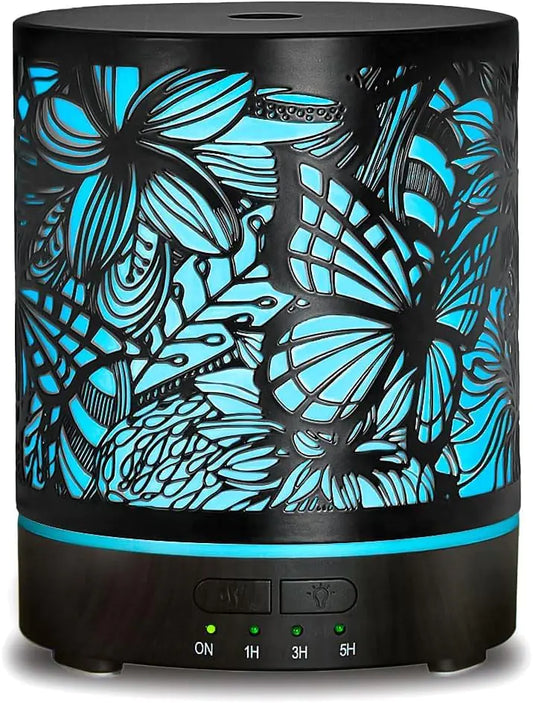 Essential Oil Diffusers 300ML Metal Aromatherapy Oil Diffusers For Large Room Butterflies & Flower Ultrasonic Cool Mist Diffuser with Waterless Auto Shut-Off Protection for Home Office SPA Yoga - Tivana Wellness