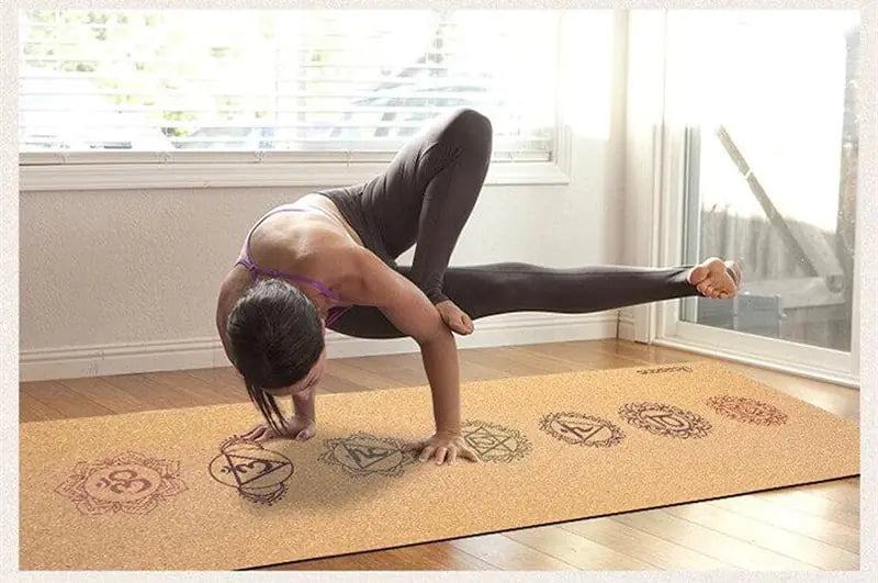 Natural Rubber Yoga Mat TPE with Cork Material - Tivana Wellness