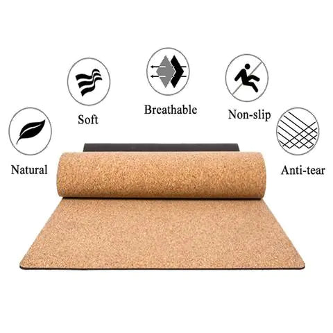 Natural Rubber Yoga Mat TPE with Cork Material - Tivana Wellness